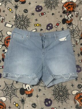 Calvin Klein Jeans Light Blue & White Striped Denim Shorts